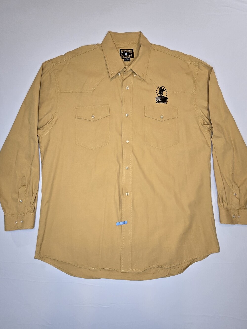 Wyoming Traders Men 2XL Western Shirt Tan Embroidery Dakota Cowboy Hall Of Fame